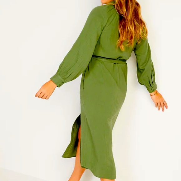 Long-Sleeve Waist-Defined Midi Dress - Picture 2 of 2